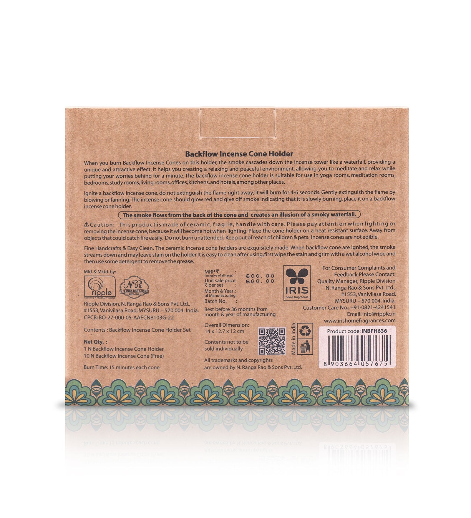AMOGHA BCKFLW INCENSE CONE HLDR INBFH636