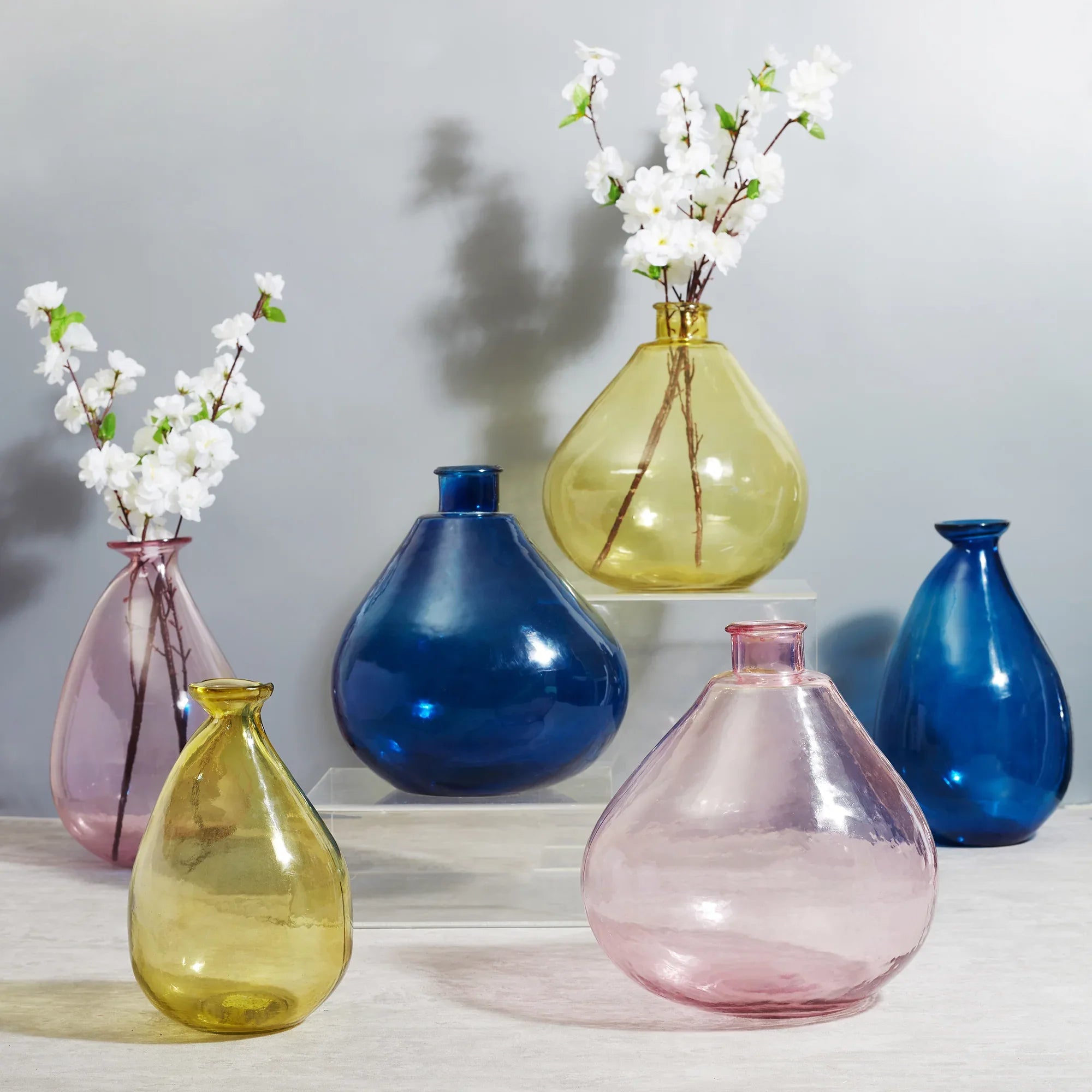 Phiona Glass Modern Organic Shapped Handcrafted 23 Cm Vase in Indigo Colour