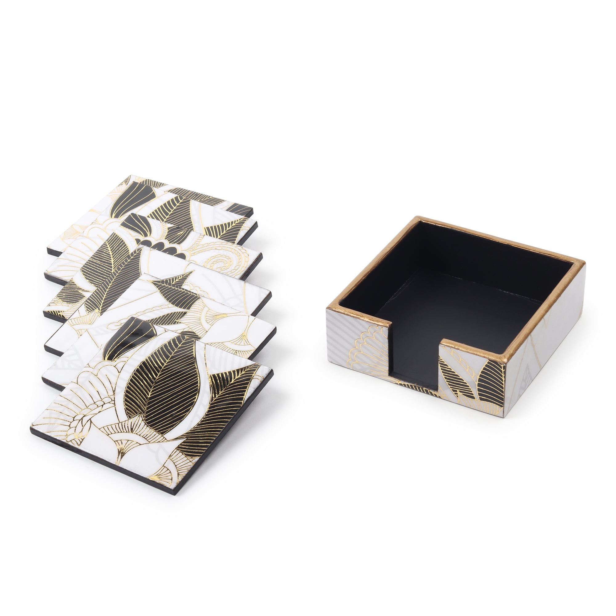 Ivory Noir Bloom Coaster Set of 6
