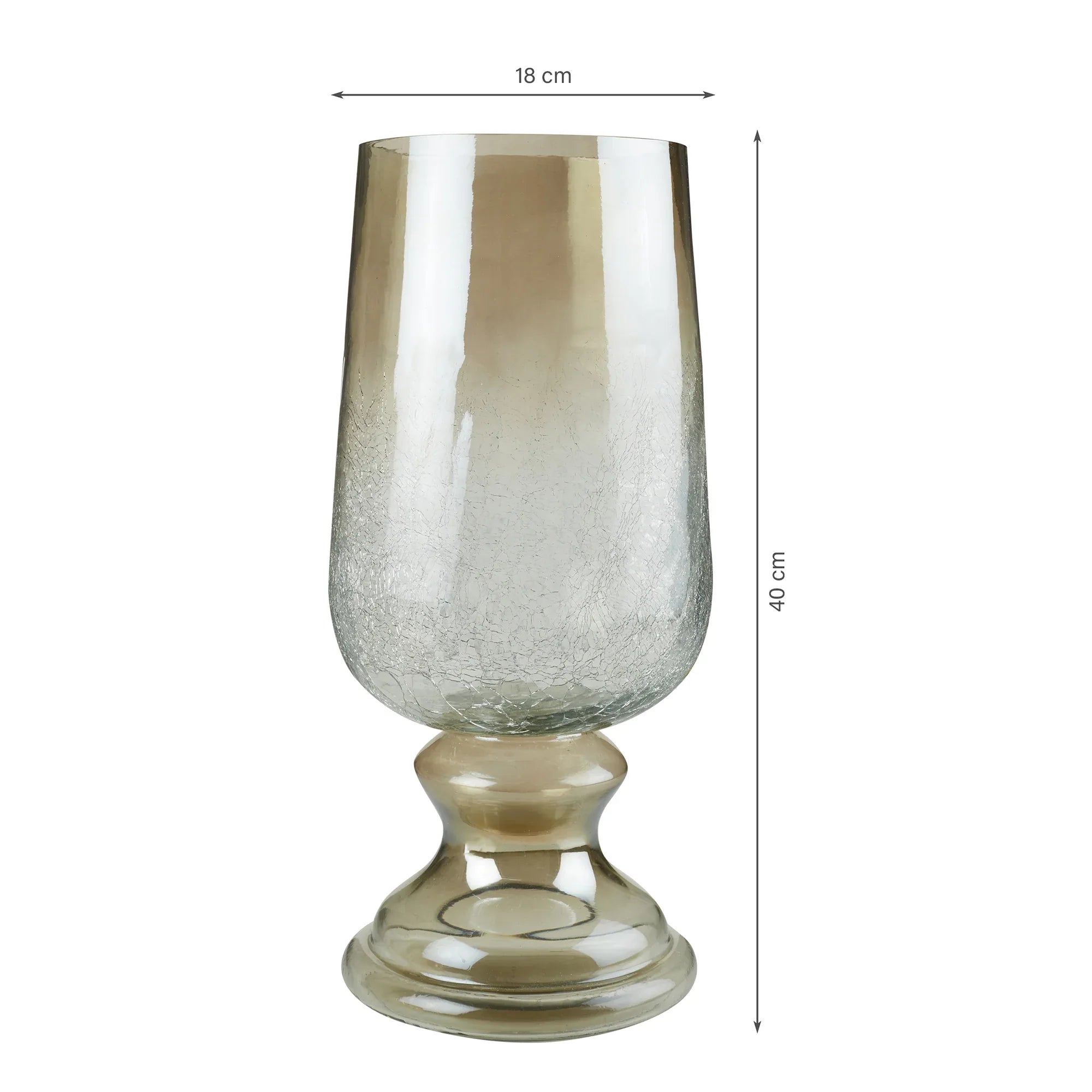 Phiona Glass Crack Handcrafted Hurricane Ombre 42 Cm in Black Colour - HomeTown