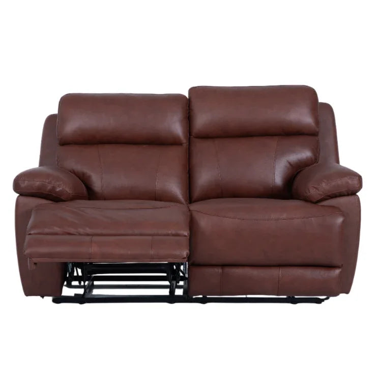 Calvio Half Leather 2 Seater Electric Recliner in Burgundy Colour - HomeTown