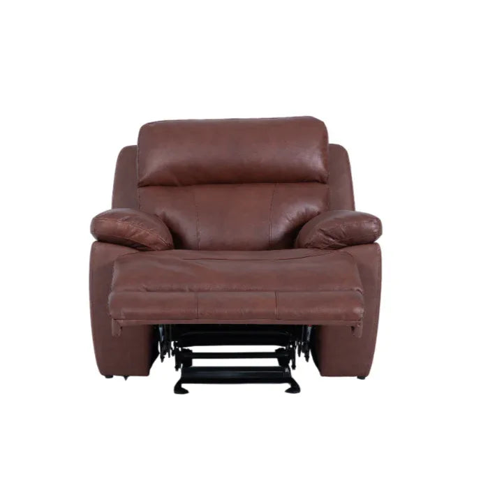 Calvio Half Leather Single Seater Electric Recliner in Burgundy Colour - HomeTown