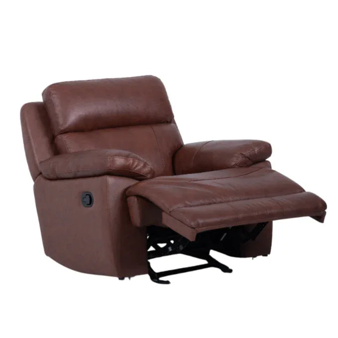 Calvio Half Leather Single Seater Electric Recliner in Burgundy Colour - HomeTown