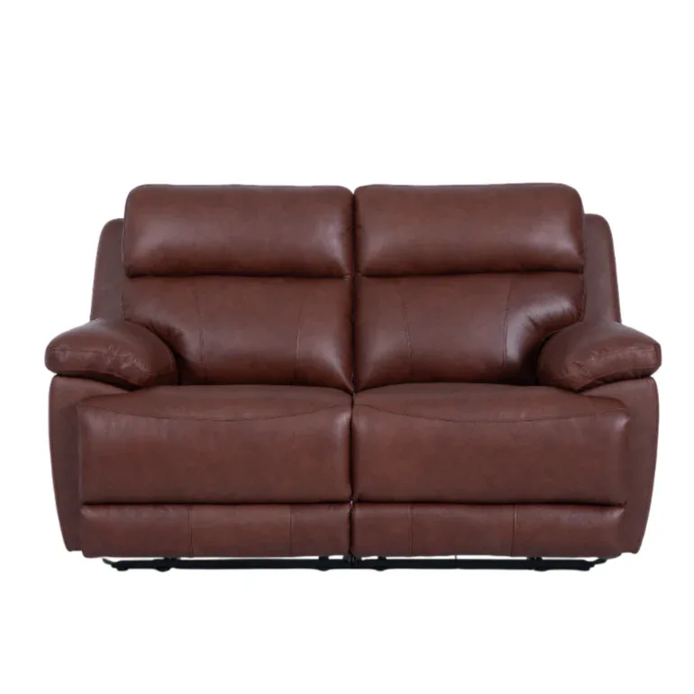 Calvio Half Leather 2 Seater Electric Recliner in Burgundy Colour - HomeTown