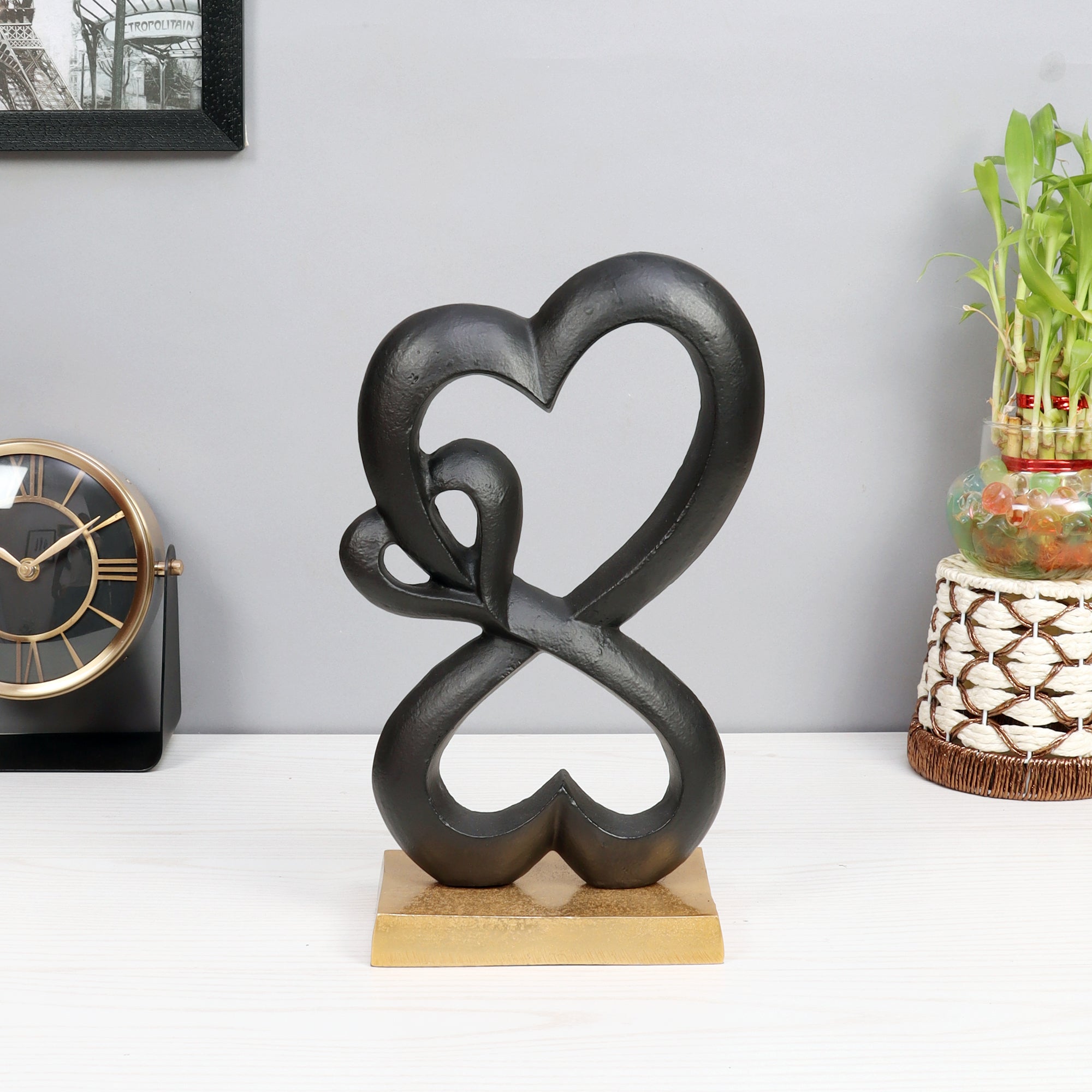 Family Heart Gold Base Small Sculpture