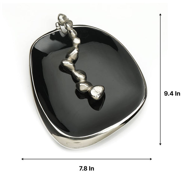 De Massion Stones Serving Ware Jet Black Enamle - Napkin Holder Silver dimensions