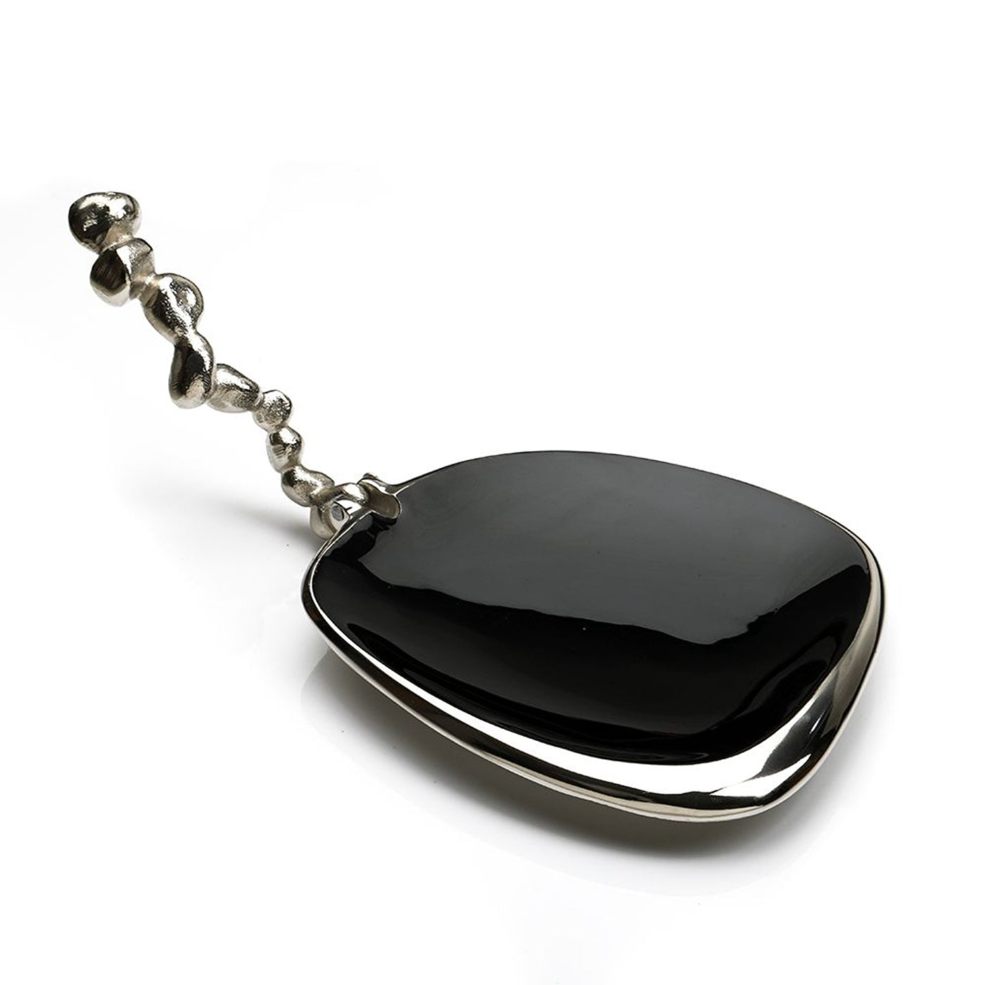 Stones Serving ware Jet Black enamle - Napkin Holder Silver