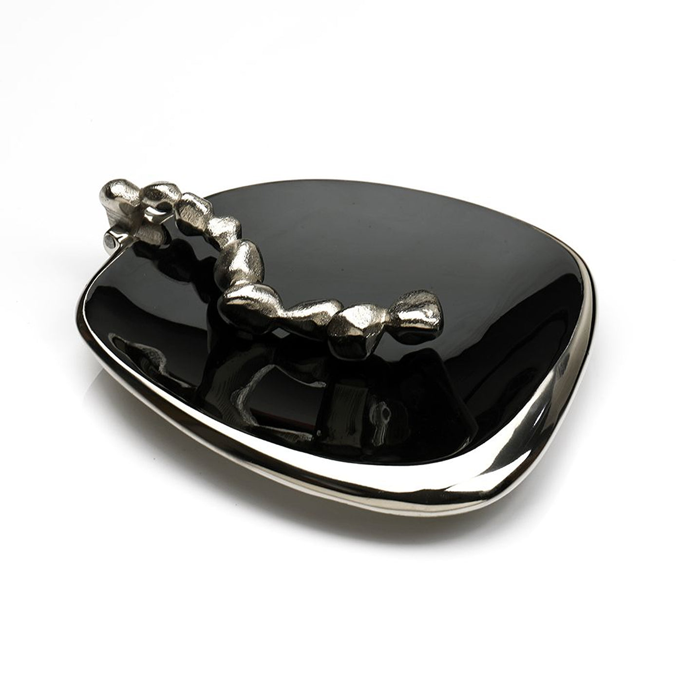Stones Serving ware Jet Black enamle - Napkin Holder Silver