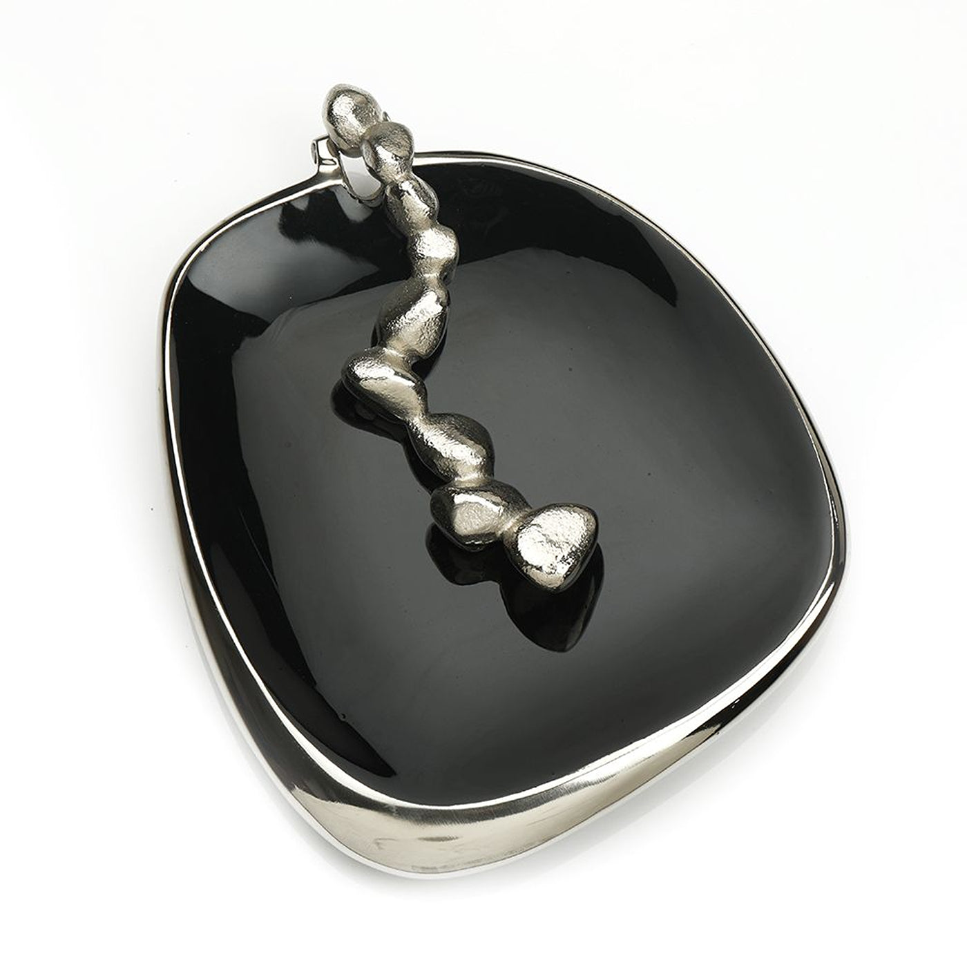 Stones Serving ware Jet Black enamle - Napkin Holder Silver