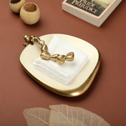 Stones Serving ware Ivory enamle - Napkin Holder Gold