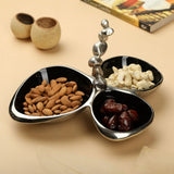 De Massion Stones Servingware Ivory Enamle - Triple Bowl Platter