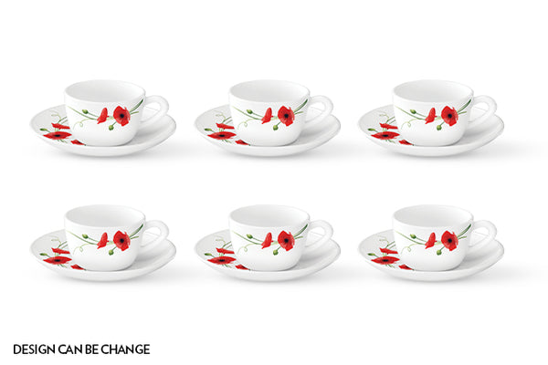Borosil Assorted 12pcs Cup & Saucer 14cl dimensions