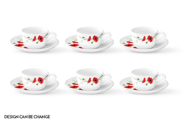 BOROSIL ASSORTED 12PCS CUP & SAUCER 14CL
