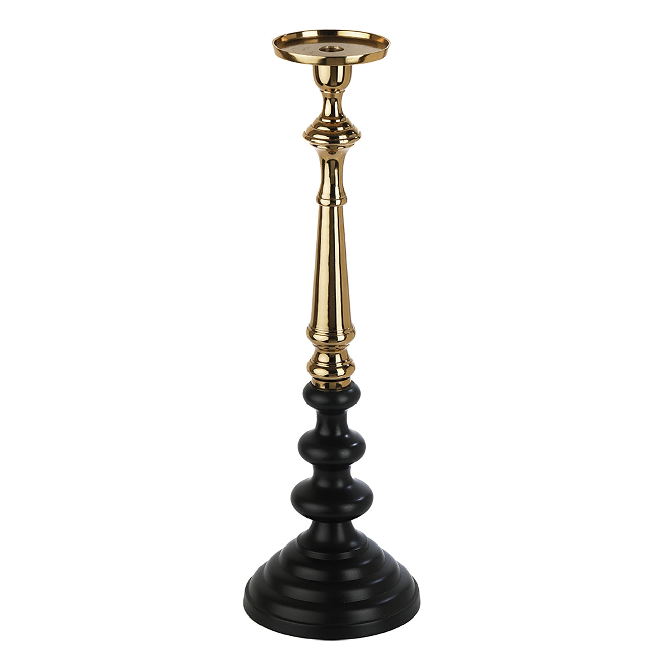 Lydia Pillar Large Candle Holder Black & Gold