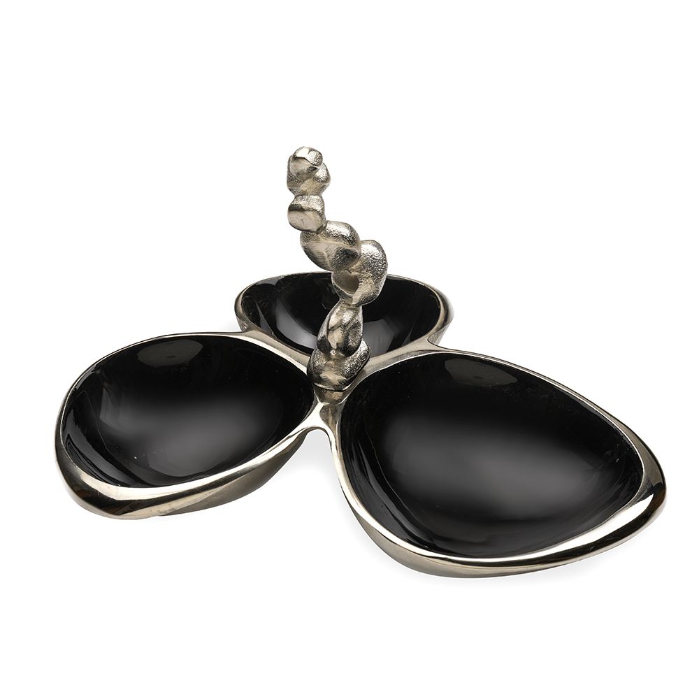 Stones Servingware Jet Black enamle - Triple Bowl Platter