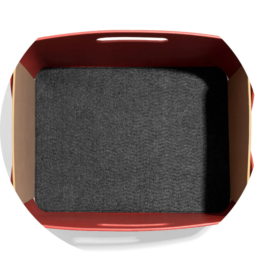 Owlbert MDF + Leatherite Storage Basket in Red & Bisque Colour