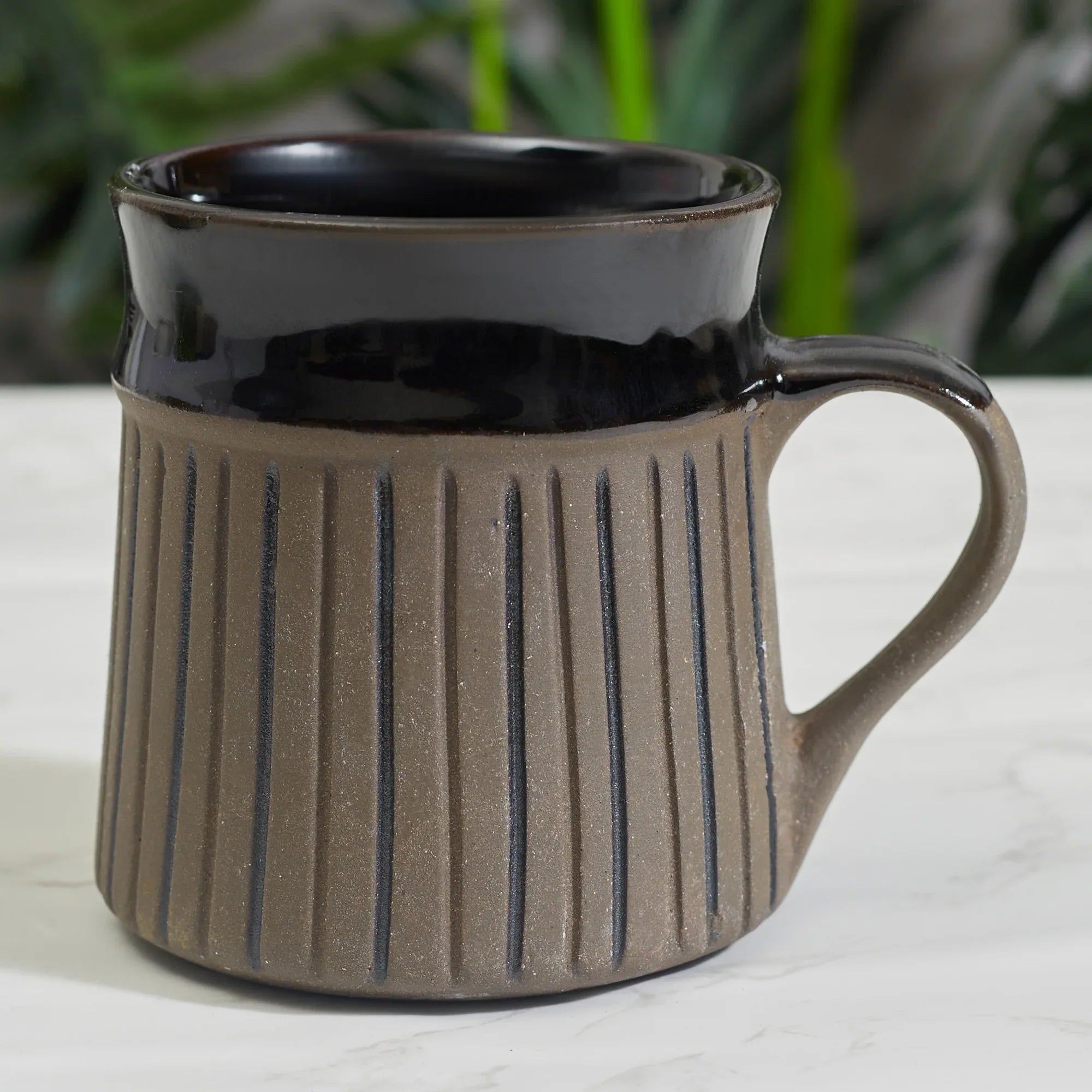 Fiesta Studio Pottery Ligne Coffee Mug 300 ML Set of 4 in Brown Colour - HomeTown