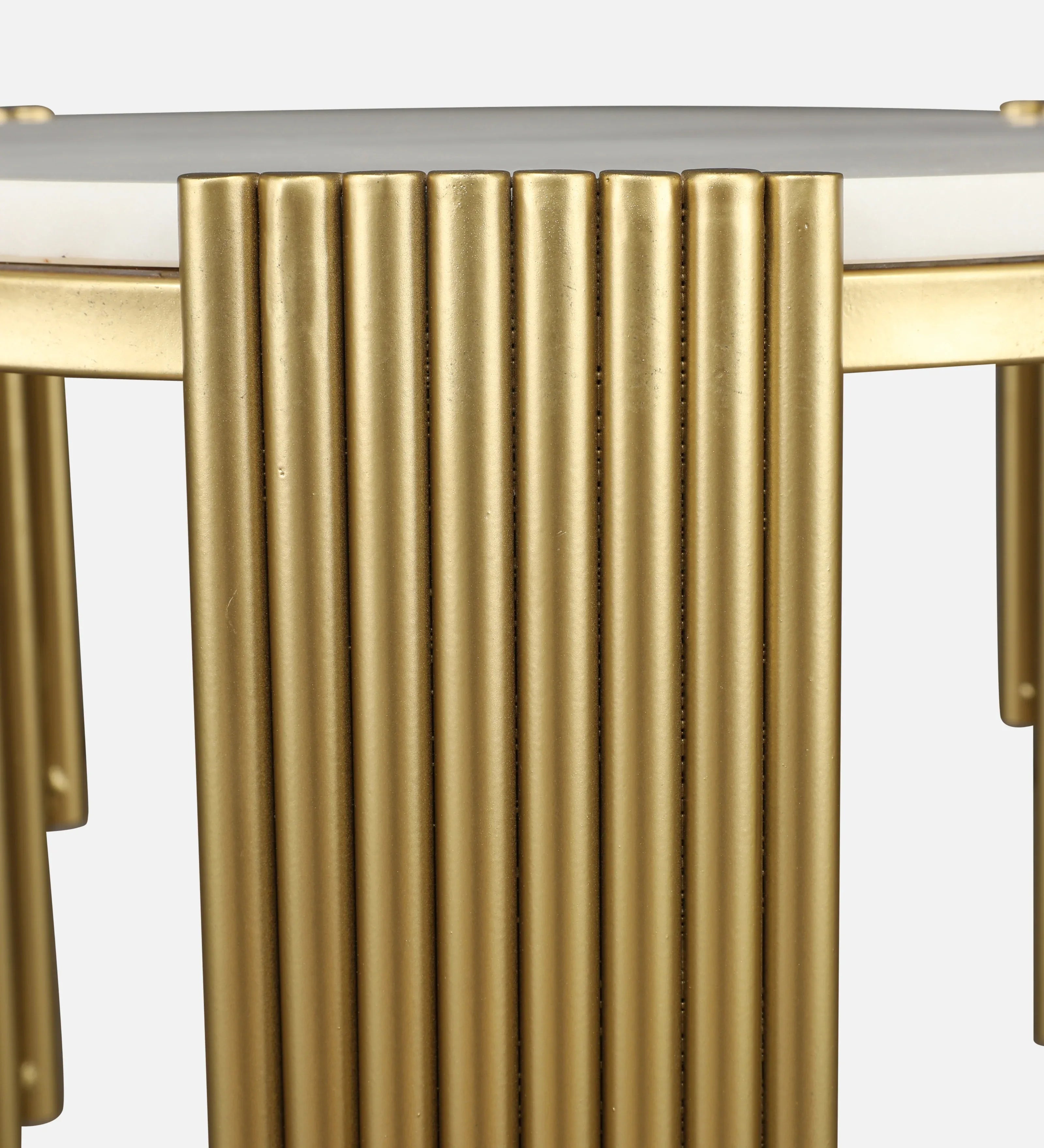 Giove Marble & Iron Side Table in White and Gold Colour - HomeTown