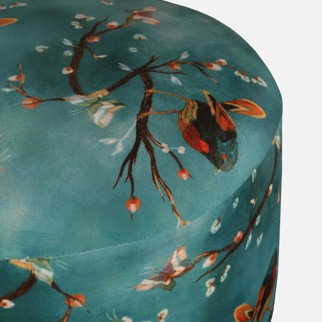 Ordhid Fabric Ottomans in Printed Blue Colour - HomeTown