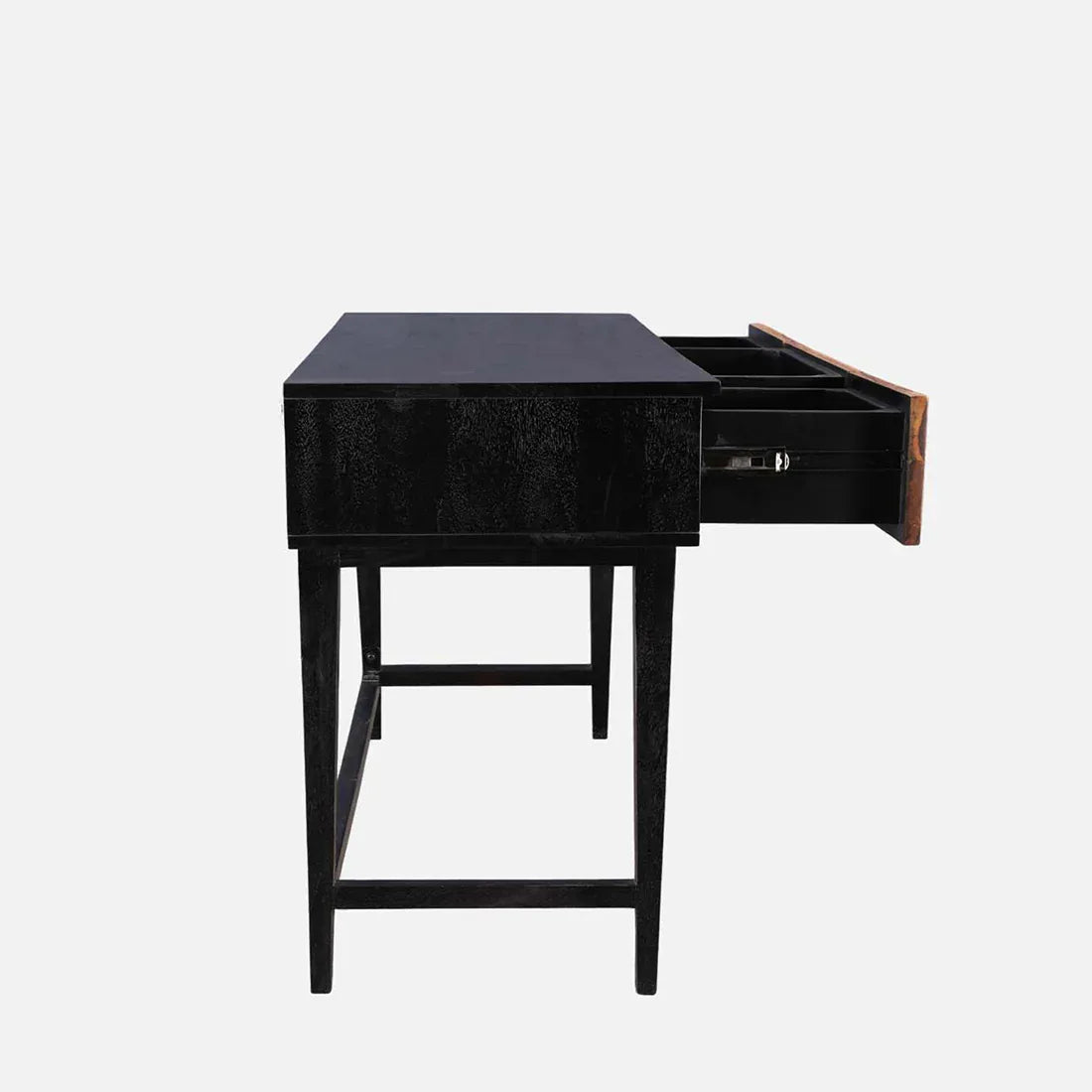 Sven Sheesham Wood(Rosewood) Study Table in Natural Sheesham & Black Colour - HomeTown