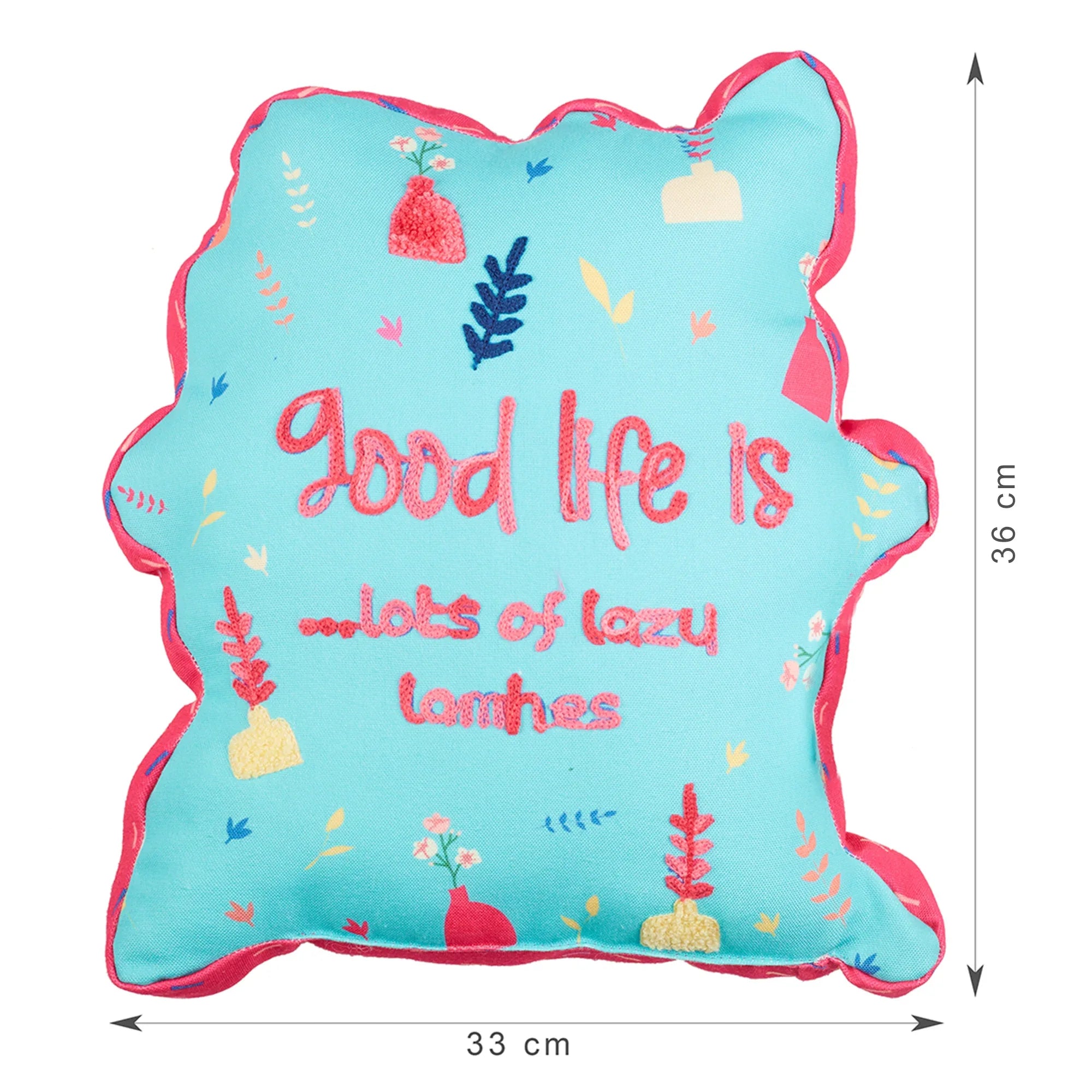 Good Life Reversible Lazy Lamhe Digital Printed Shaped Cushion 33x36 Cm in Aqua Colour - HomeTown