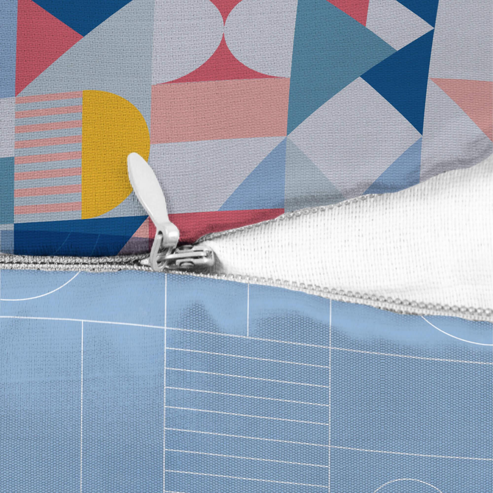 Pop Modern Reversible Bauhaus Digital Cushion Cover 40x40 Cm in Blue Colour - HomeTown