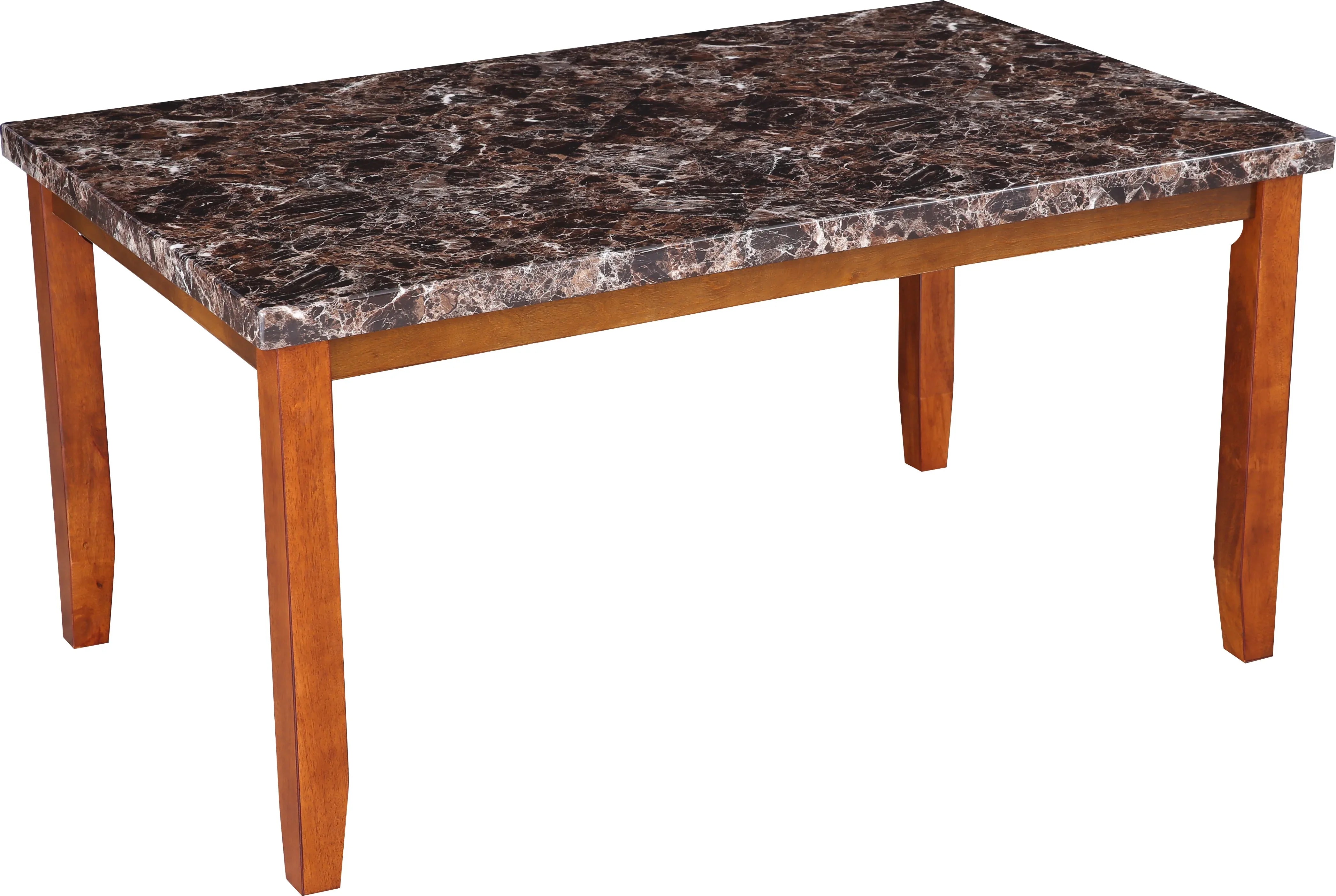 Eden Marble Finish Top 6 Seater Dining Set in Brown Colour - HomeTown