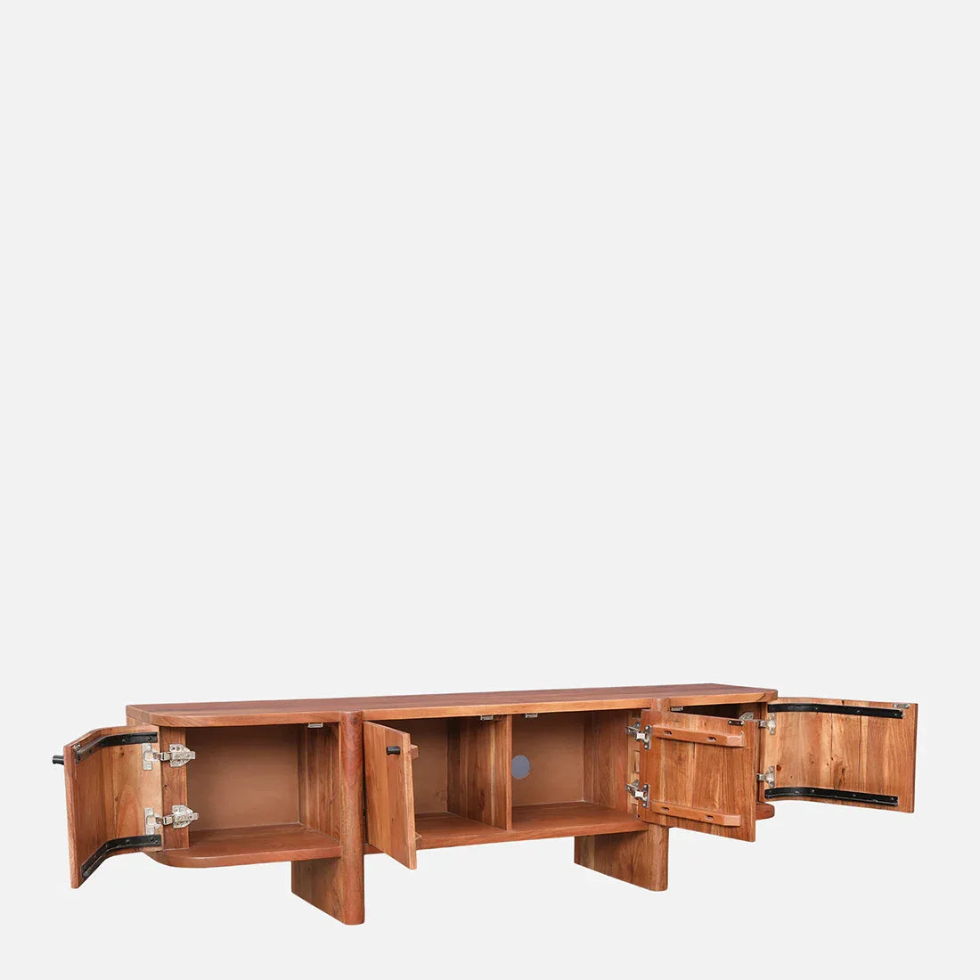 Haruki Acacia Wood Low Height Tv Unit in Teak Colour - HomeTown