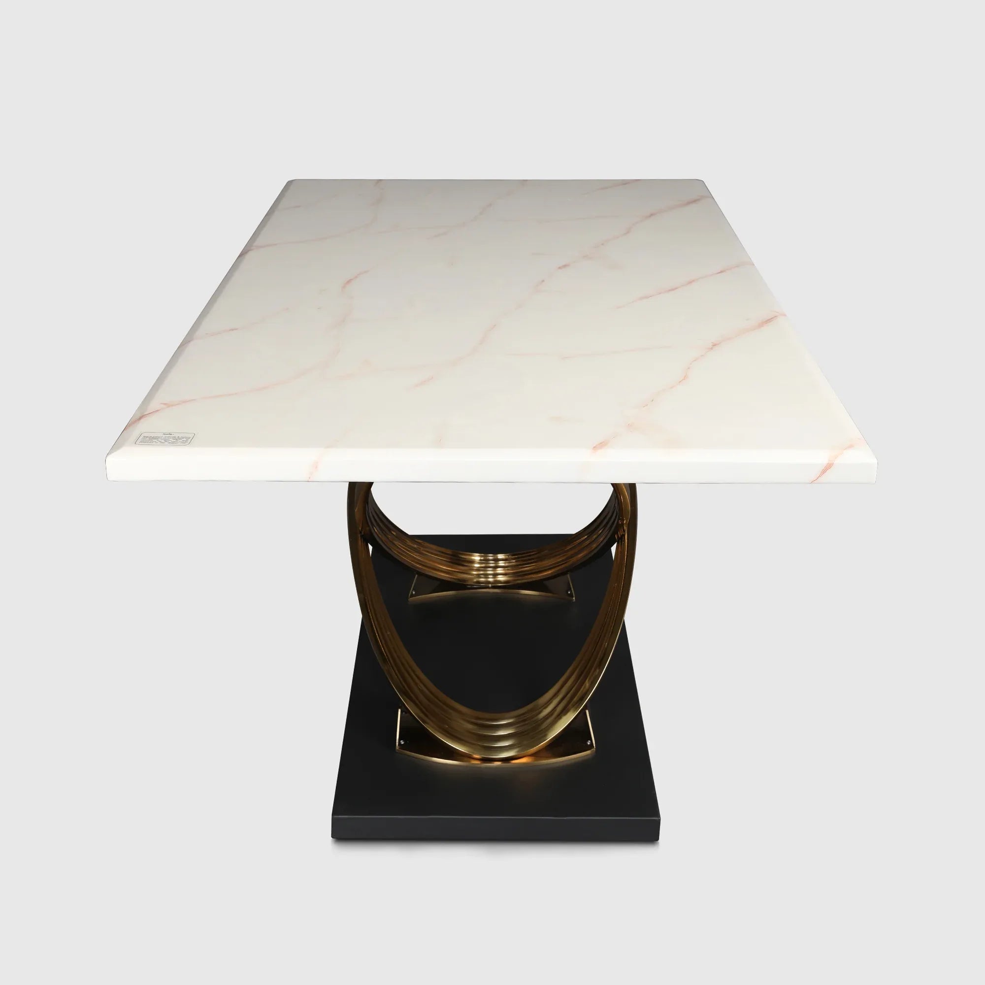 Henry Marble Finish Six Seater Dining Table in Beige & Gold Colour - HomeTown