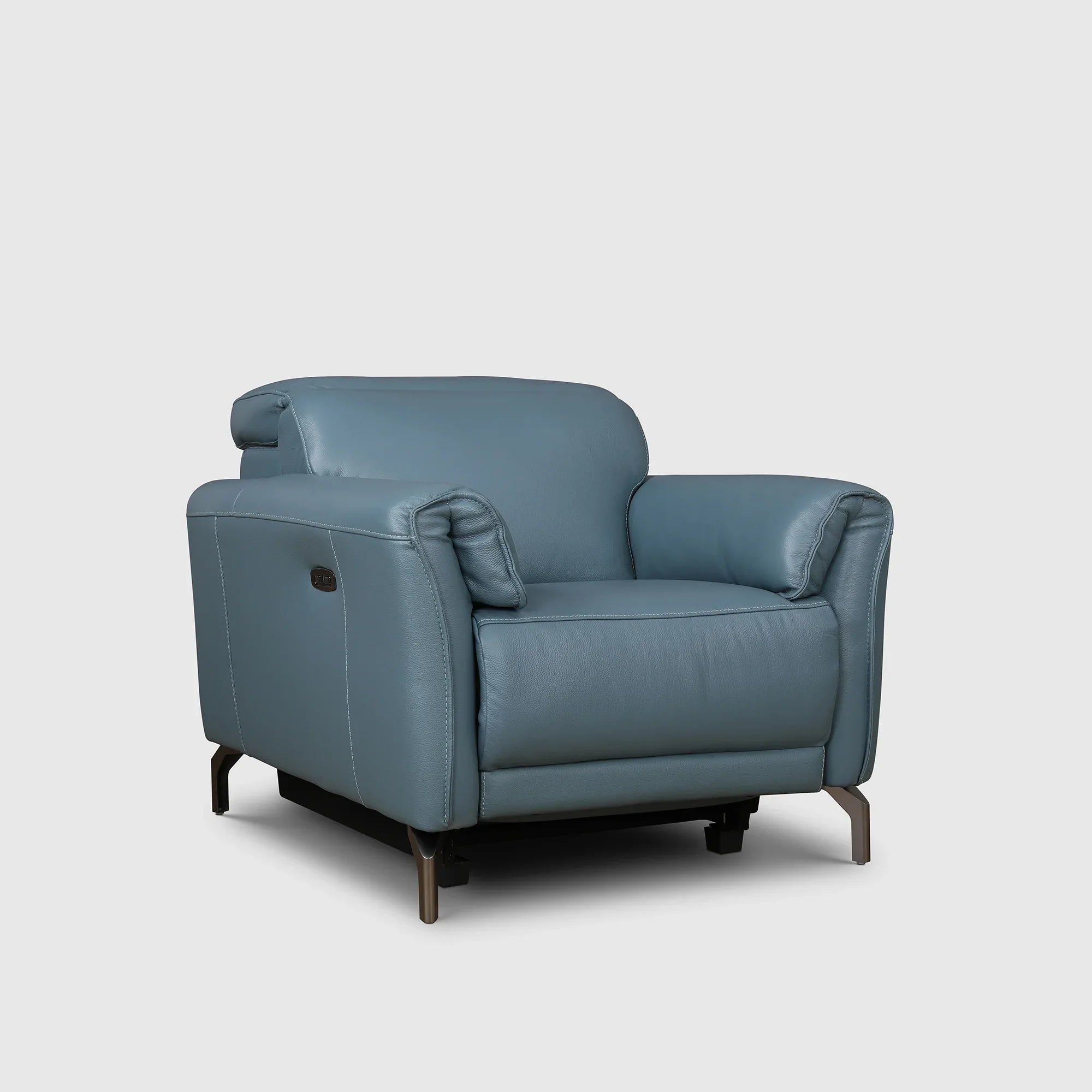 Emilia Half Leather Single Seater Electric Recliner in Blue Colour - HomeTown