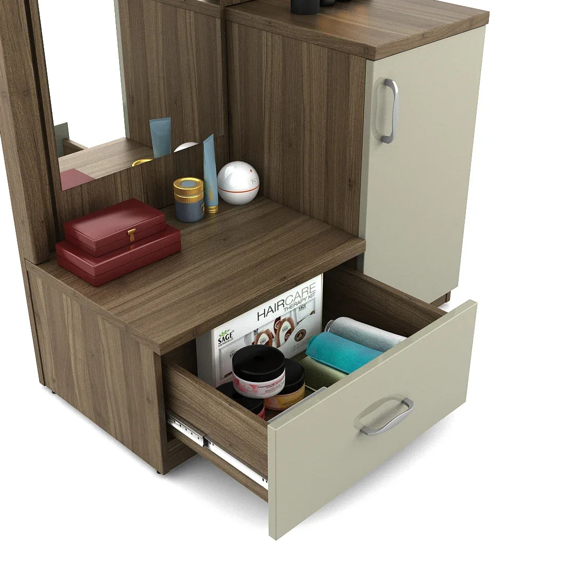 Petra Dresser With Mirror in Walnut Colour - HomeTown