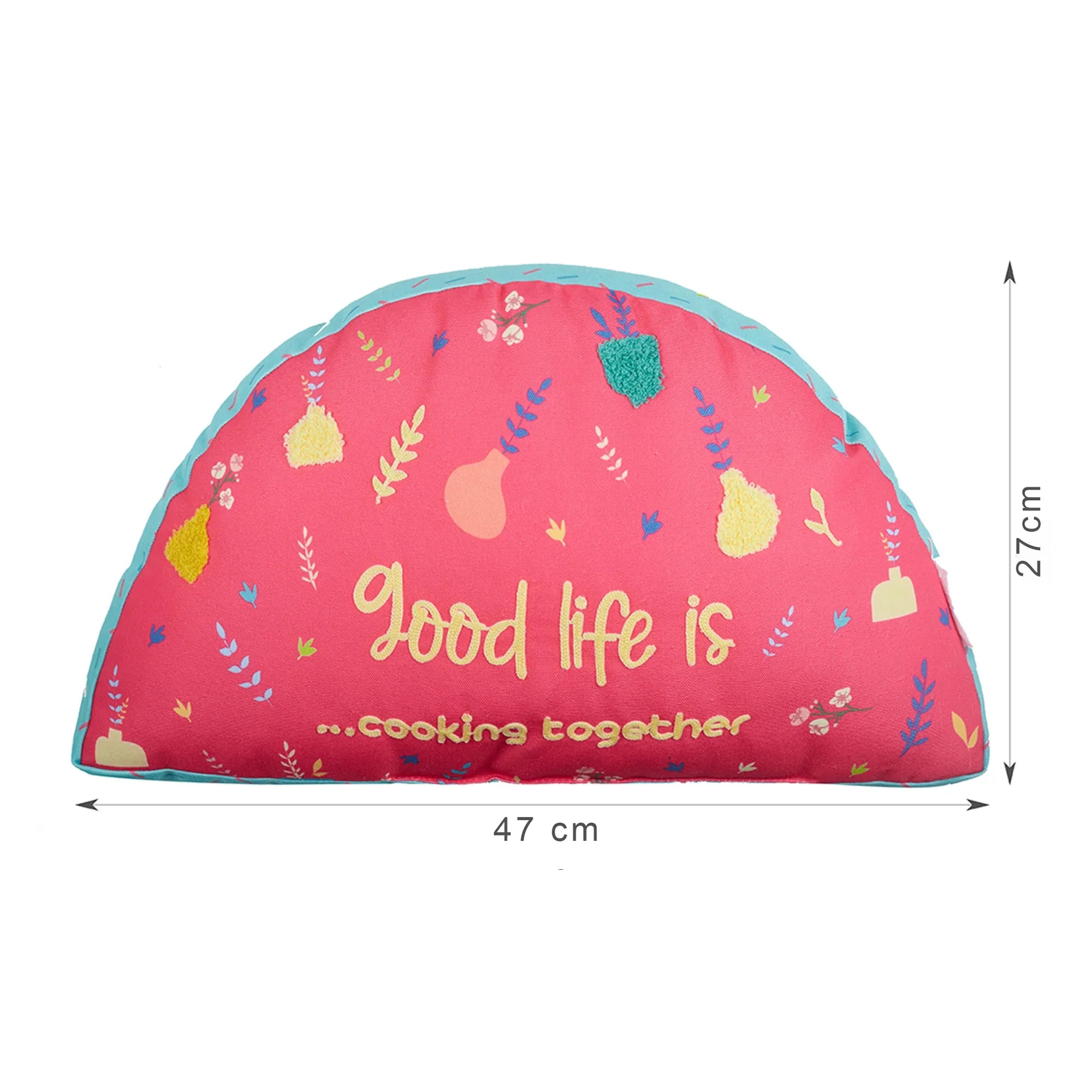 Good Life Reversible Cooking Together Digital Printed Shaped Cushion 27x47 Cm in Fuchsia Colour - HomeTown