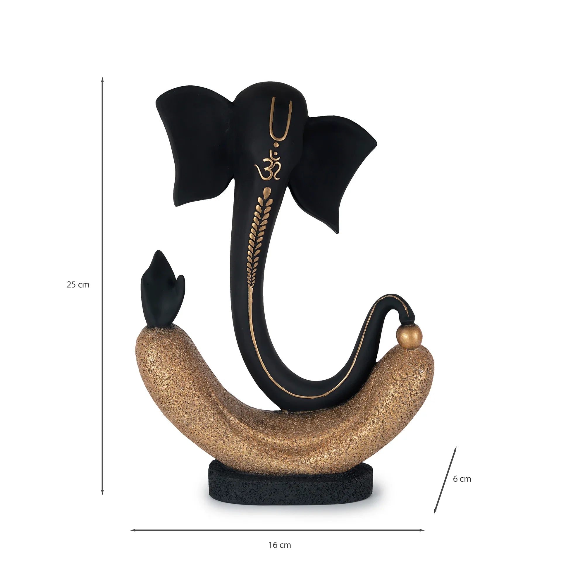 Eternal Ganesha Polyresin Hand Finished Figurine 41Cm in Black & Gold Colour - HomeTown