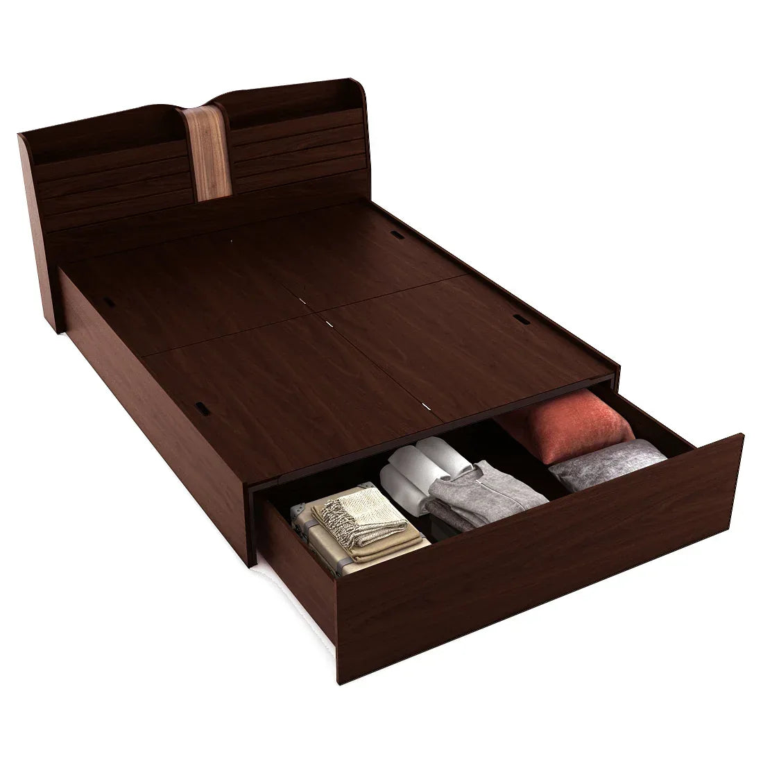 Magnum Engineered Wood Bed with Storage in Urban Walnut Colour - HomeTown