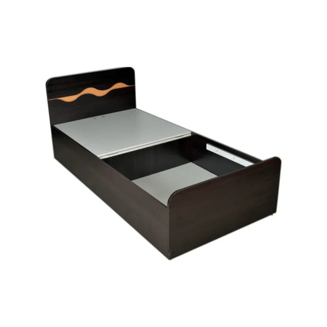 Swirl Single Bed with Box storage in Wenge Colour - HomeTown