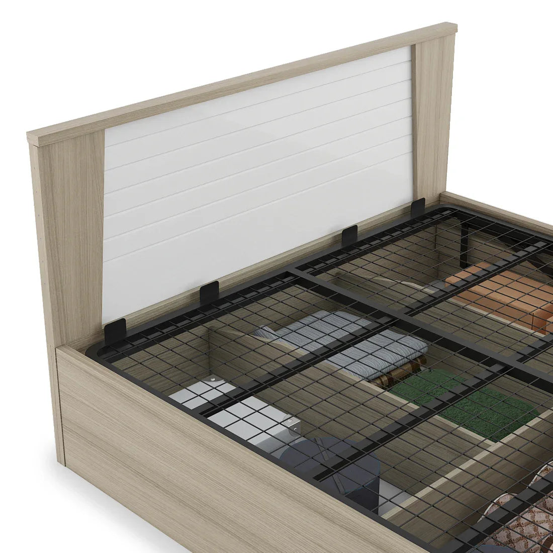 Ambra King bed with Hydraulic storage in Oak Colour - HomeTown