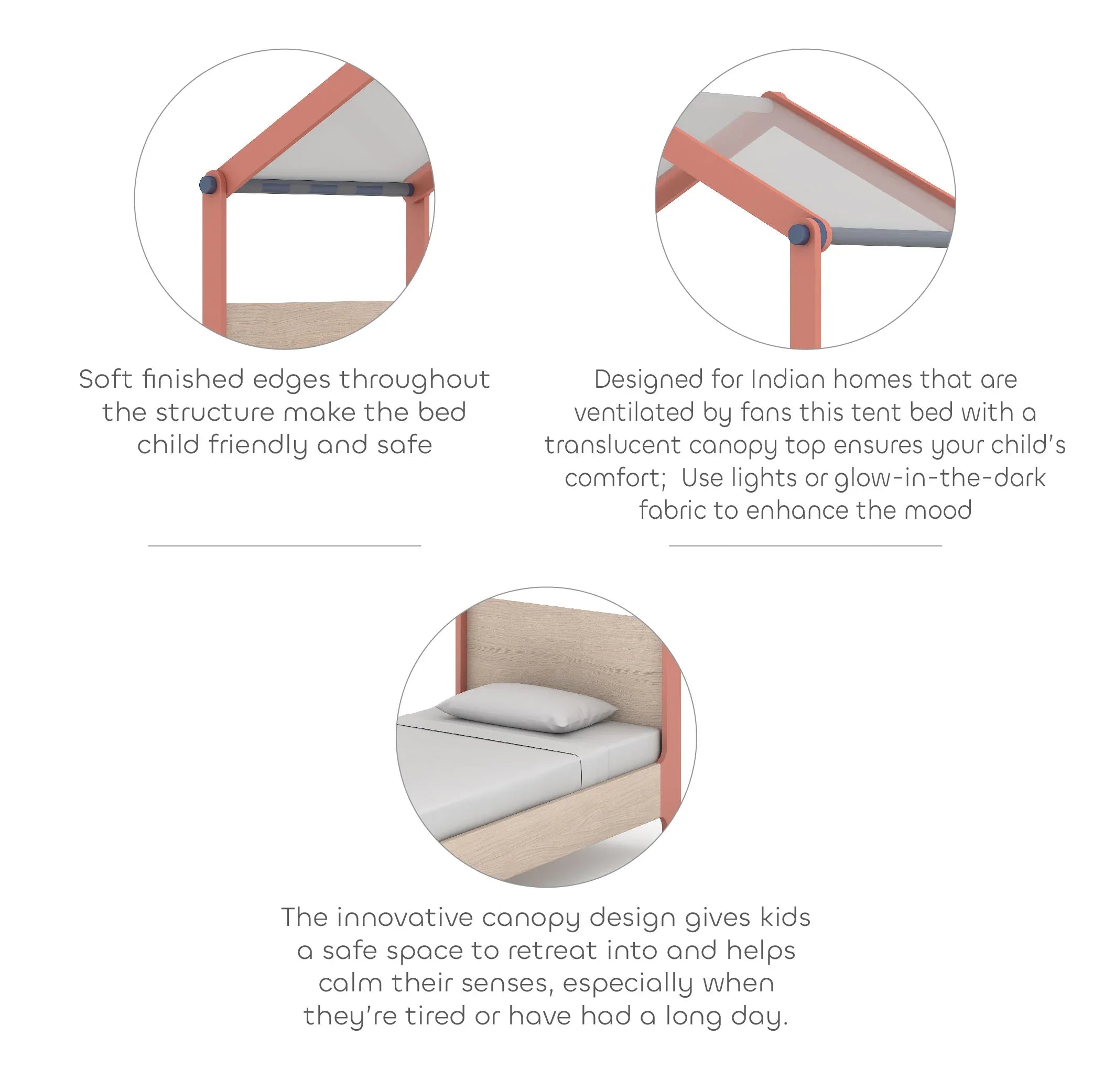 Dreamliner Tent Bed in Coral Paradise Colour - HomeTown