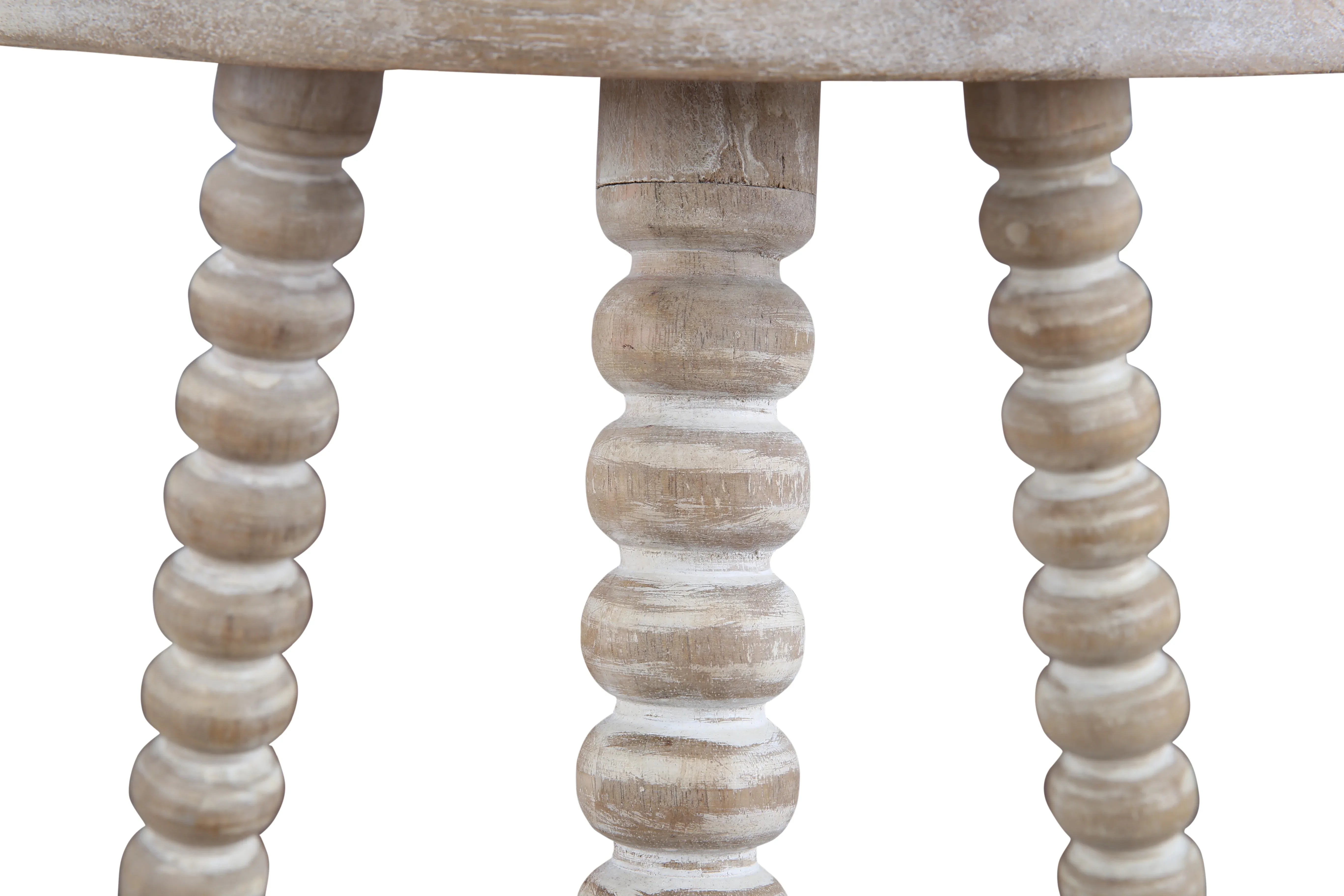 Antico Mango Wood Carved Stool in White Colour - HomeTown