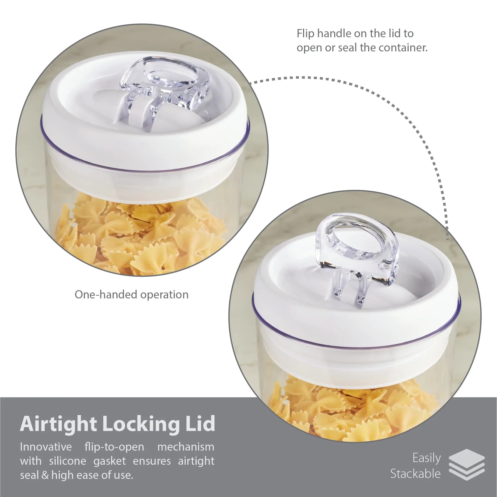 Robusto BPA Free Easy Lock Round Container 1000ml in Transparent & White Colour - HomeTown