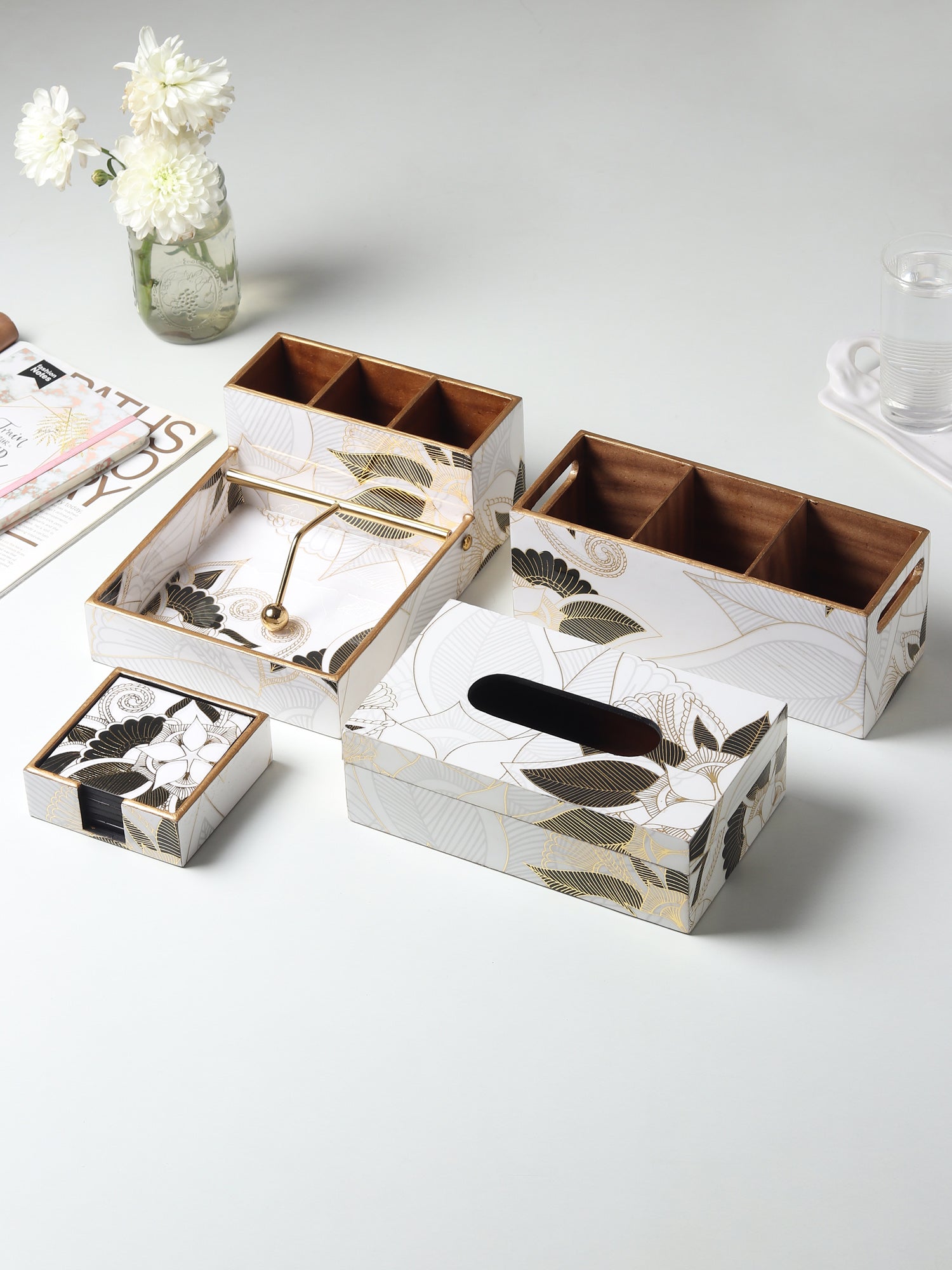 Ivory Noir Bloom Coaster Set of 6