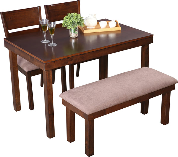 Hopton Solidwood Four Seater Dining Set With Bench in Walnut Colour dimensions