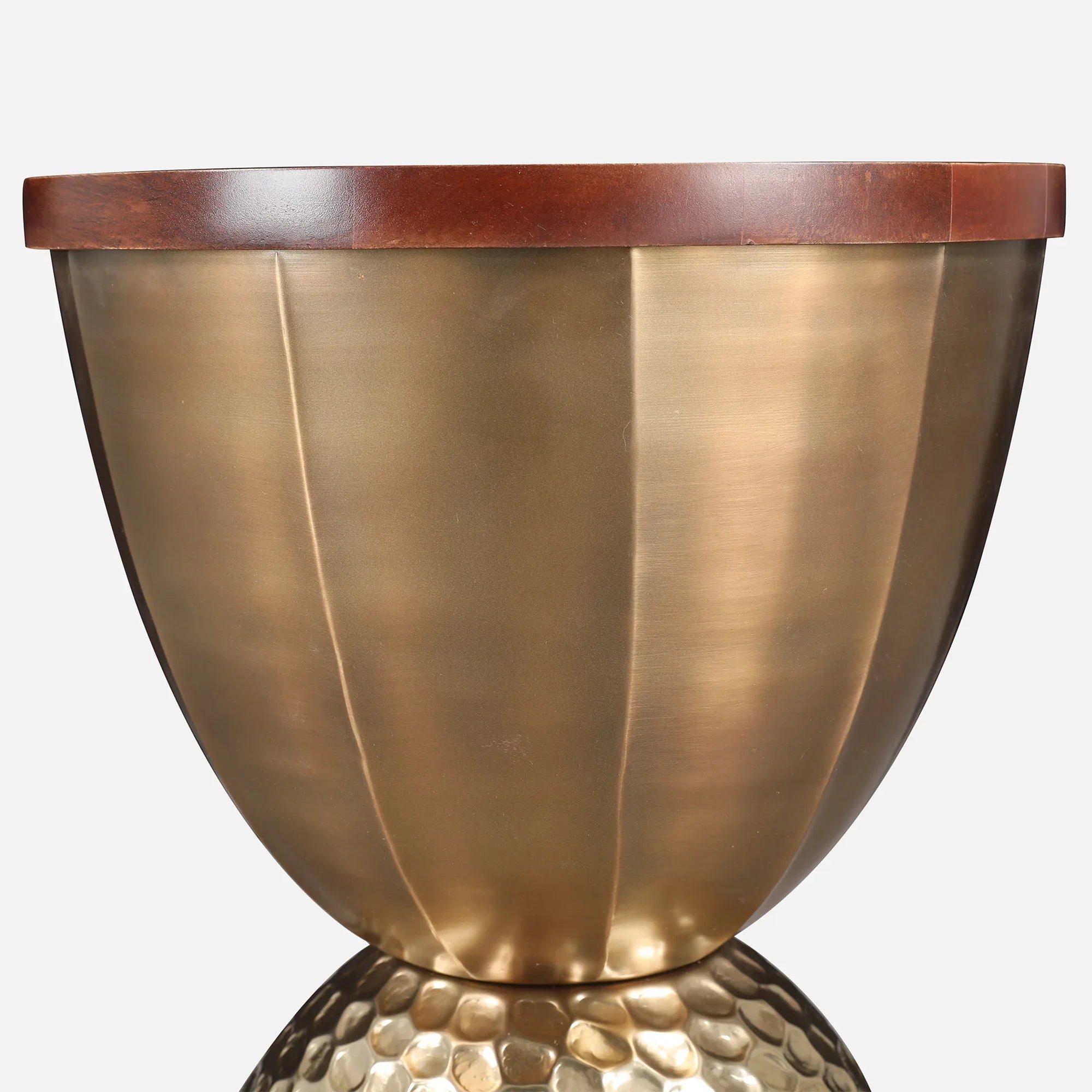 Mirbah Wood & Iron Side Table in Brown & Gold Colour - HomeTown