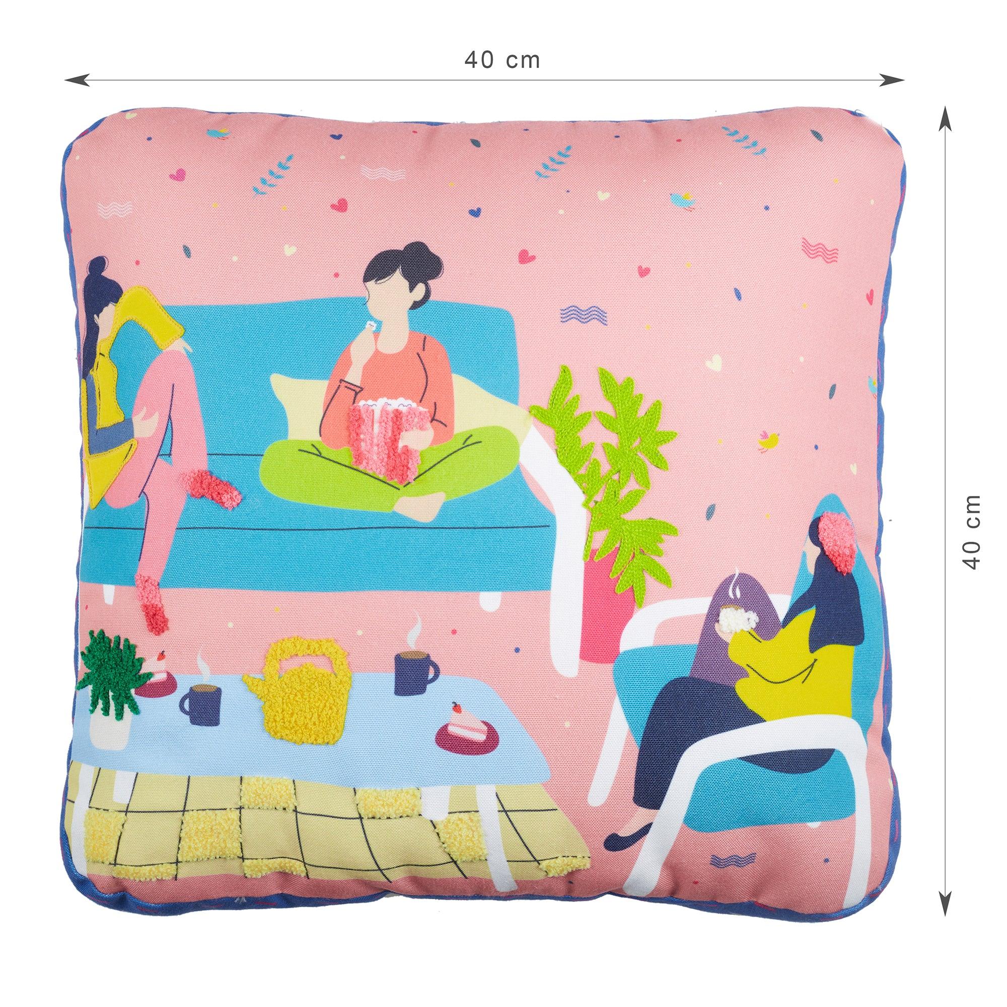 Good Life Reversible GupShup Digital Printed Shaped Cushion 40x40 Cm in Yellow Colour - HomeTown