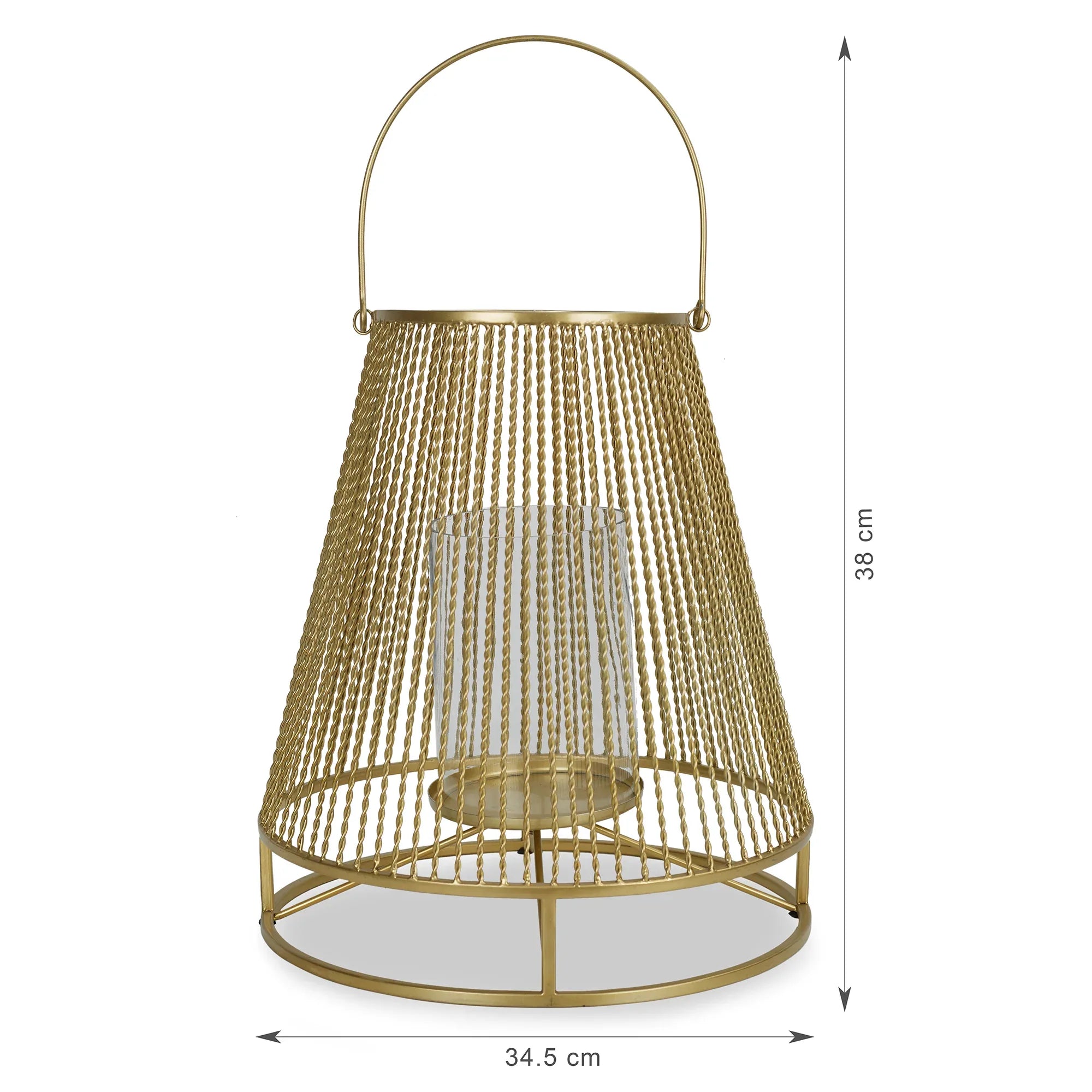Apollo Iron and Glass Thread Dome Lantern 34x38 Cm in Gold Colour - HomeTown