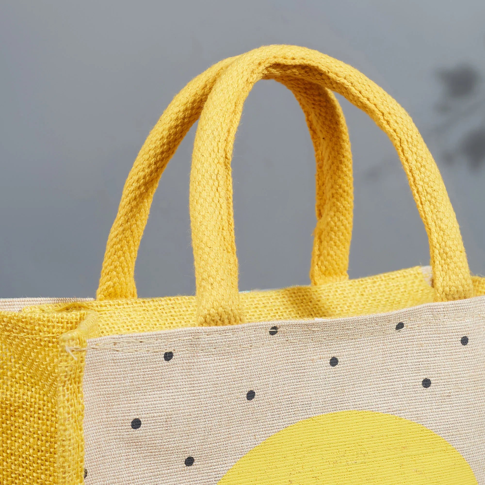 Good Life Jute Reversible Dessert Printed Lunch Bag 25.5 x 25.5 Cm in Turq & Yellow Colour - HomeTown