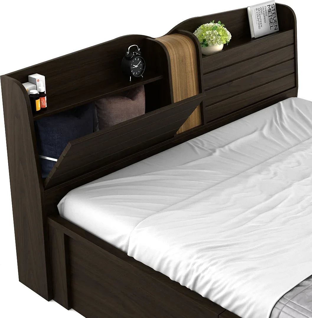 Magnum Engineered Wood Bed with Storage in Urban Walnut Colour - HomeTown