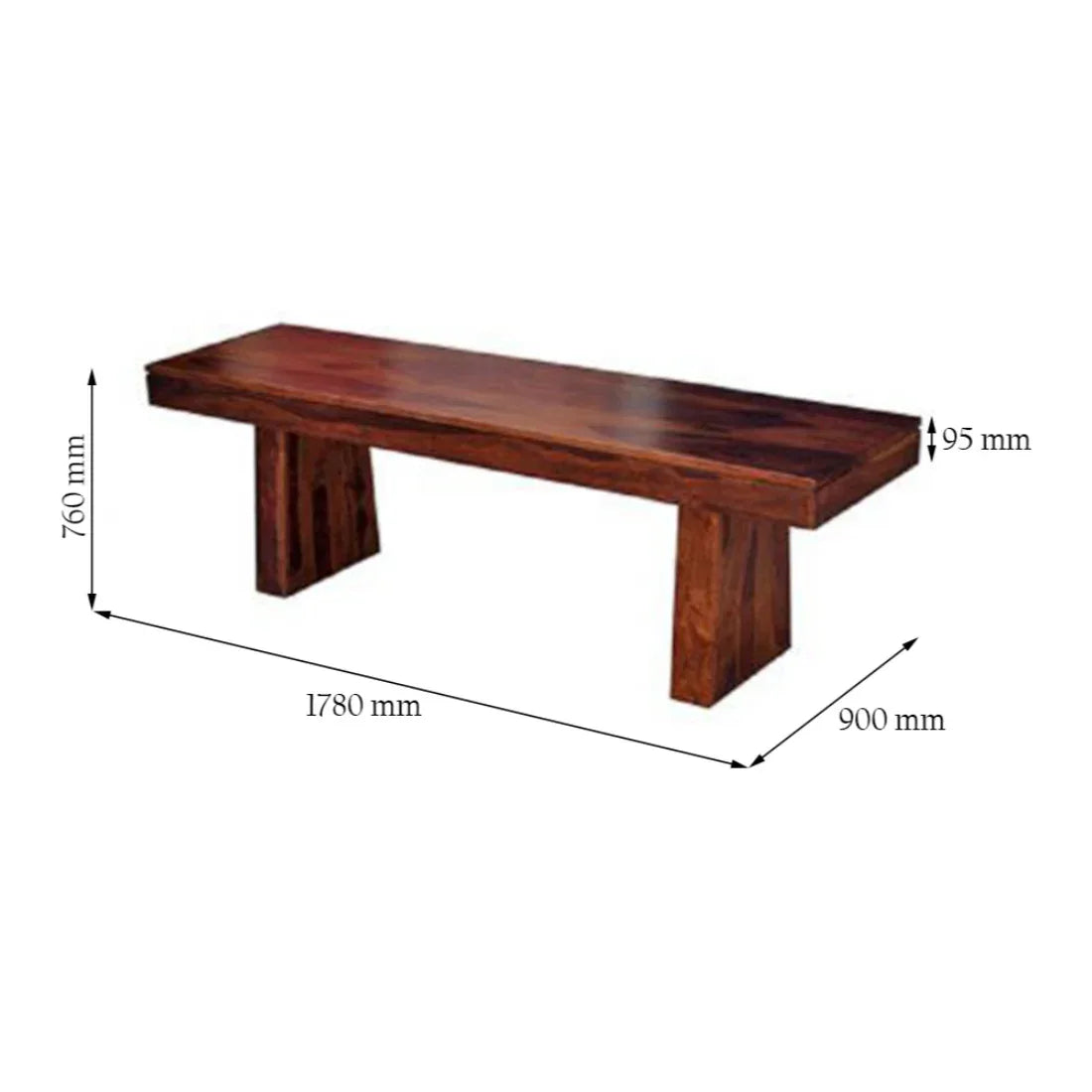Austin Sheesham Wood(Rosewood) 6 Seater Dining Table in Honey Colour - HomeTown