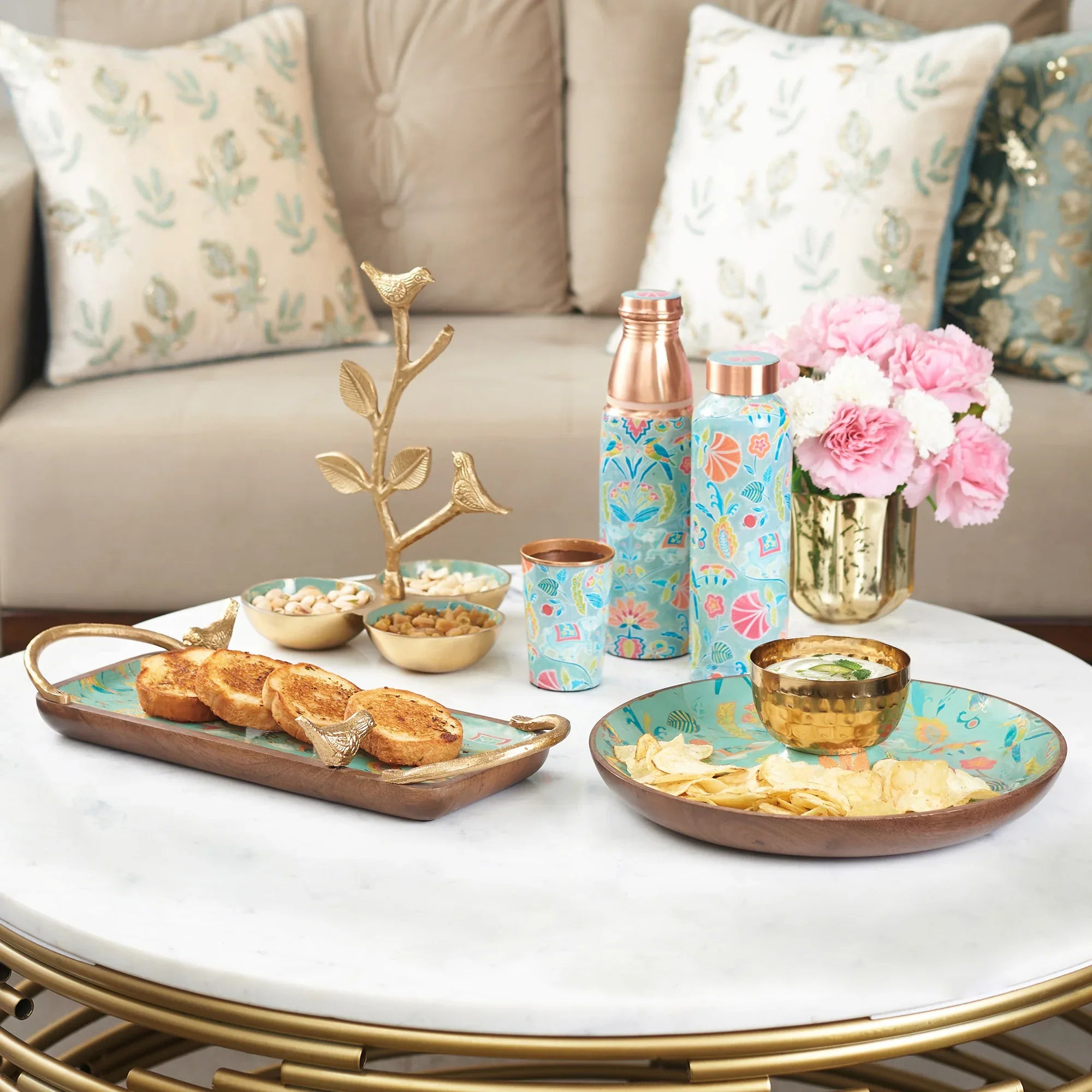 Anar Printed 1 Litre Copper Bottle Perfect Ayurvedic Copper Vessel For Sports, Fitness, Yoga - Natural Health Benefits in Multi Colour - HomeTown