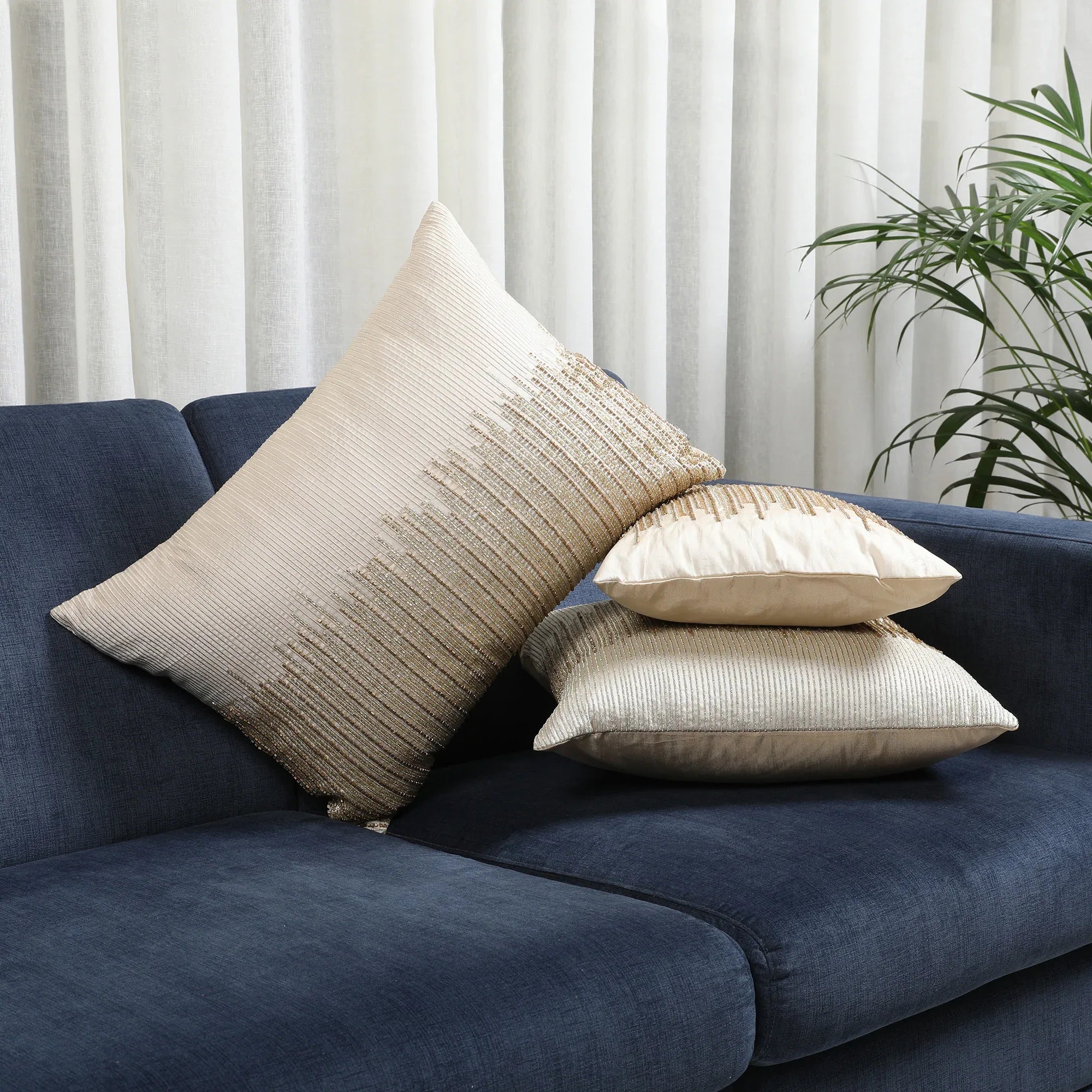 Modern Chic Polyester Cushion Cover 30x50 cm in Beige Colour - HomeTown