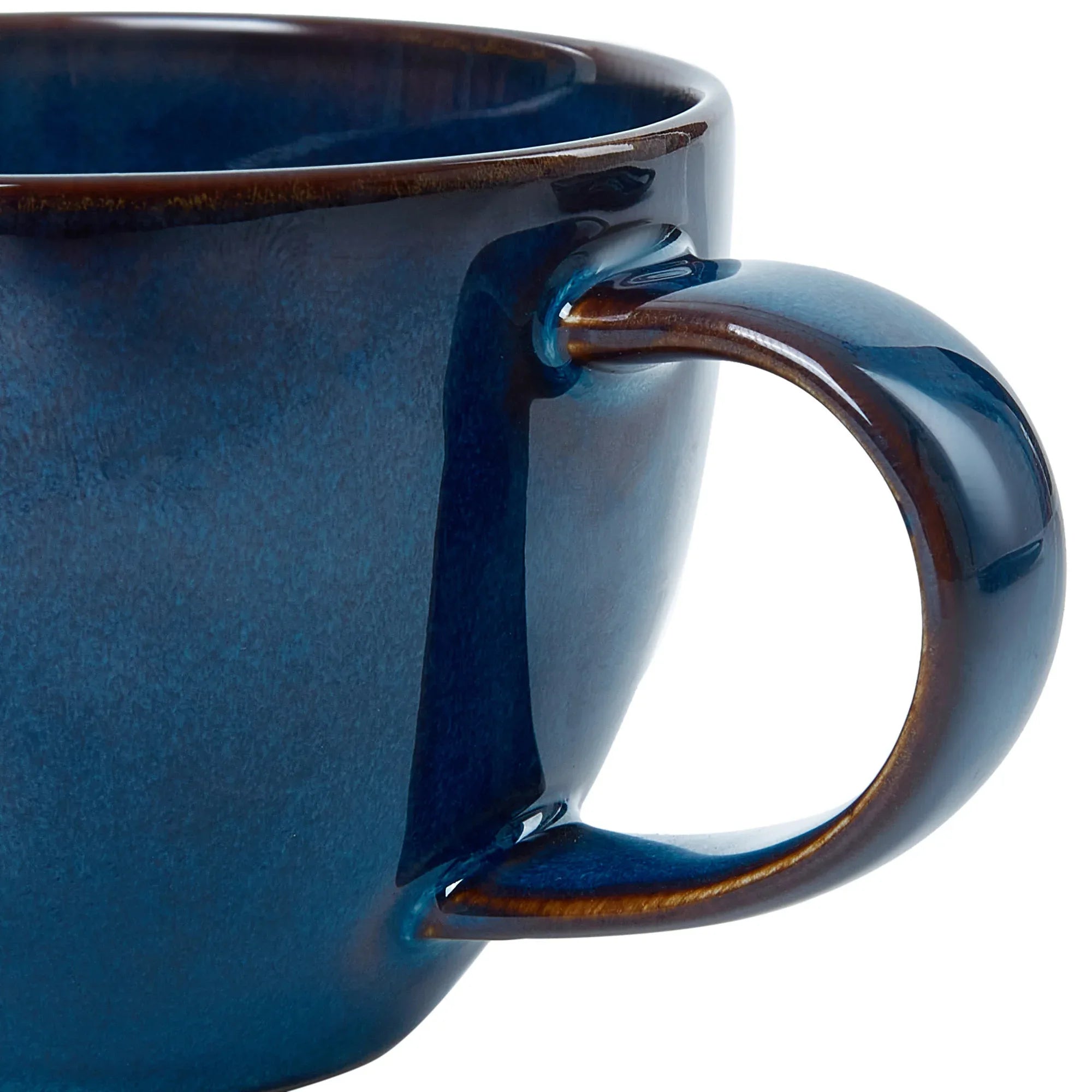 Hygge Studio Pottery Stoneware Cup & Saucer Set of 4 in Navy Blue Colour - HomeTown